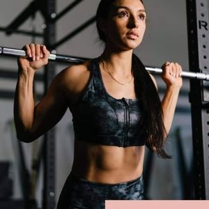 ZYIA Stonewashed Front Zipper Strappy Bra